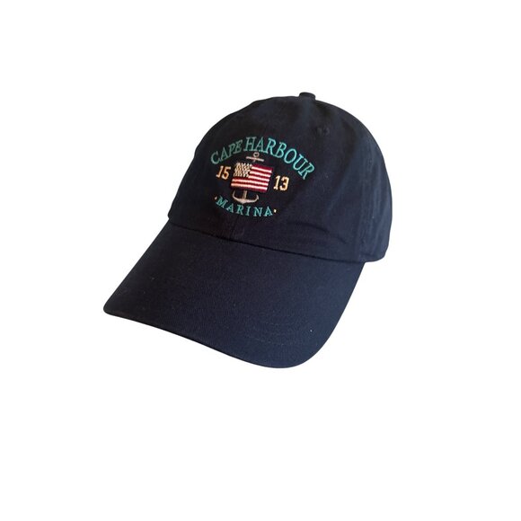 Cape Harbour Marina Navy Blue Cap 1513 Embroidered Anchor Adjustable Strap - Picture 1 of 5